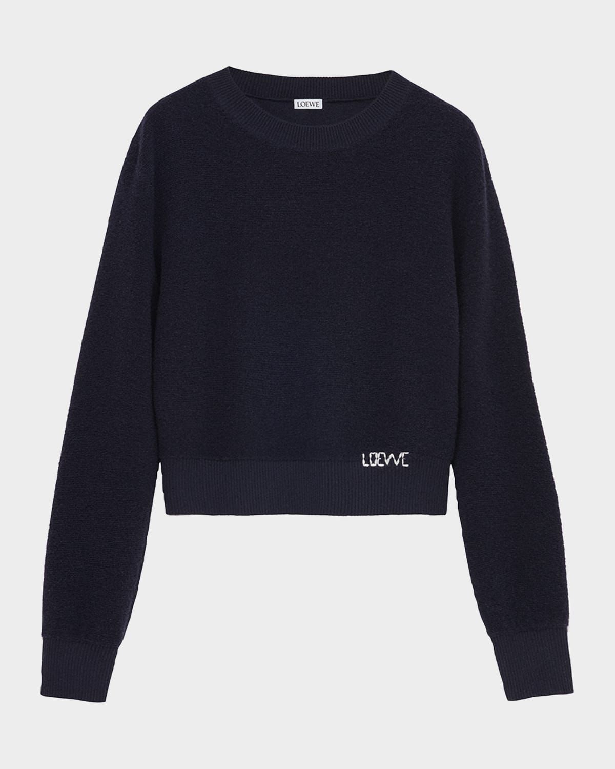 Logo Embroidered Wool Crewneck Sweater