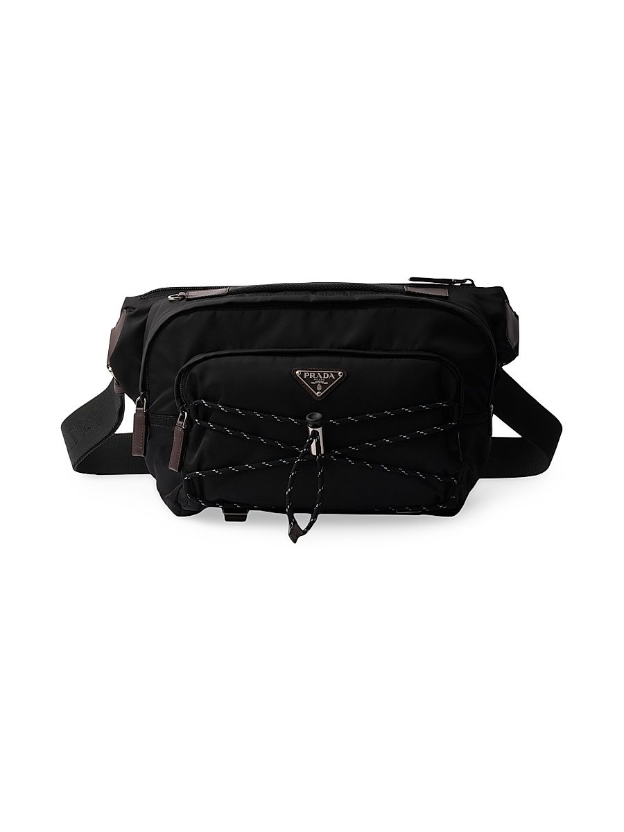 Men's Re-Nylon and Leather Shoulder Bag - Black