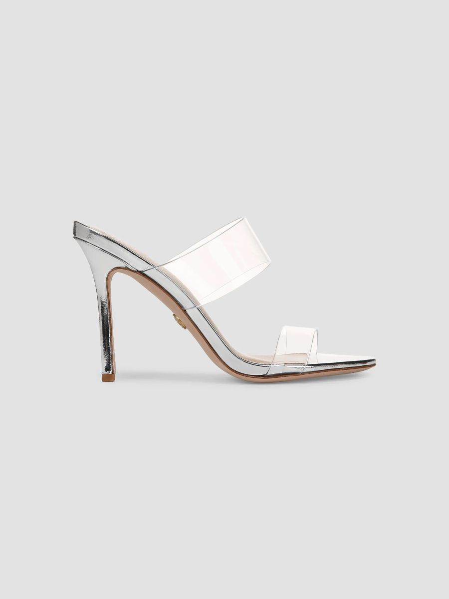 Veronica Beard Women's Asha Transparent Mules - Silver - Size 12