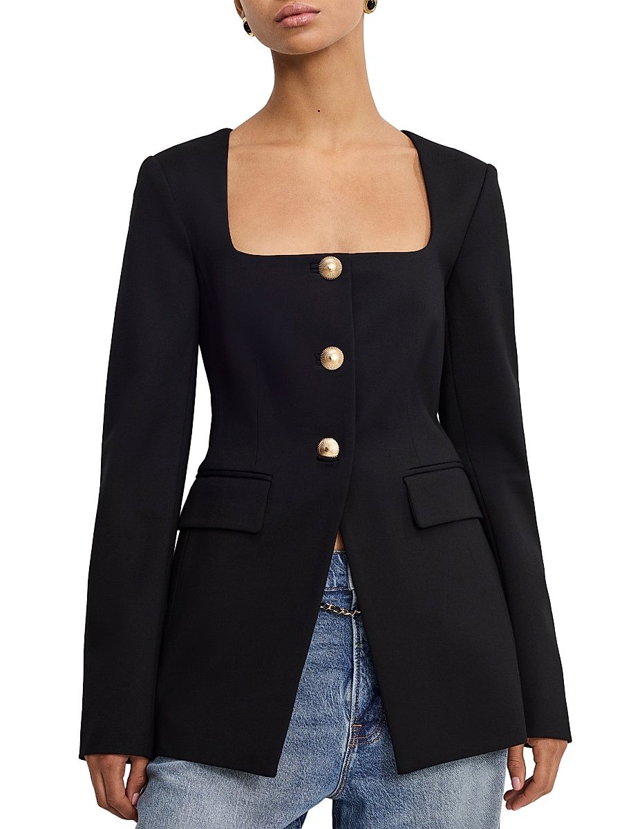Women's Soft Stretch Ponte Sculpted Blazer - Black - Size XS