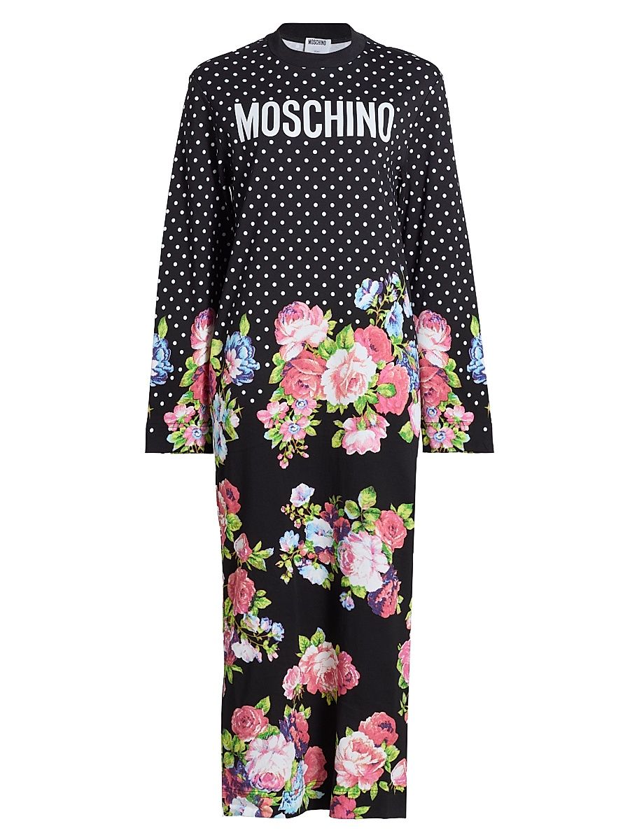 Women's Mixed Print Logo Cotton Maxi Dress - Multi Color - Size XS