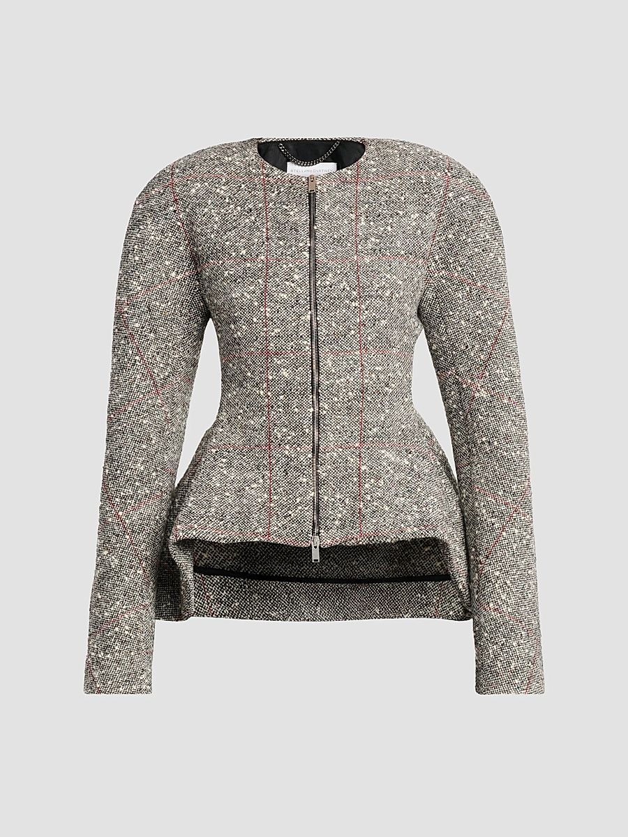 Stella McCartney Women's Speckled Peplum Jacket - Multicolor Grey - Size 10