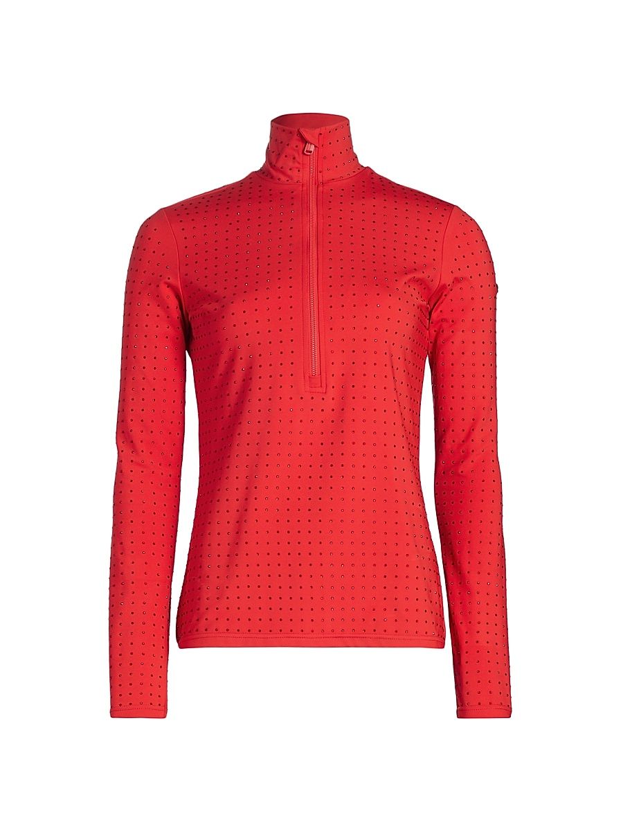 Women's Spark Stretch Interlock Ski Pullover Top - Flame - Size Large