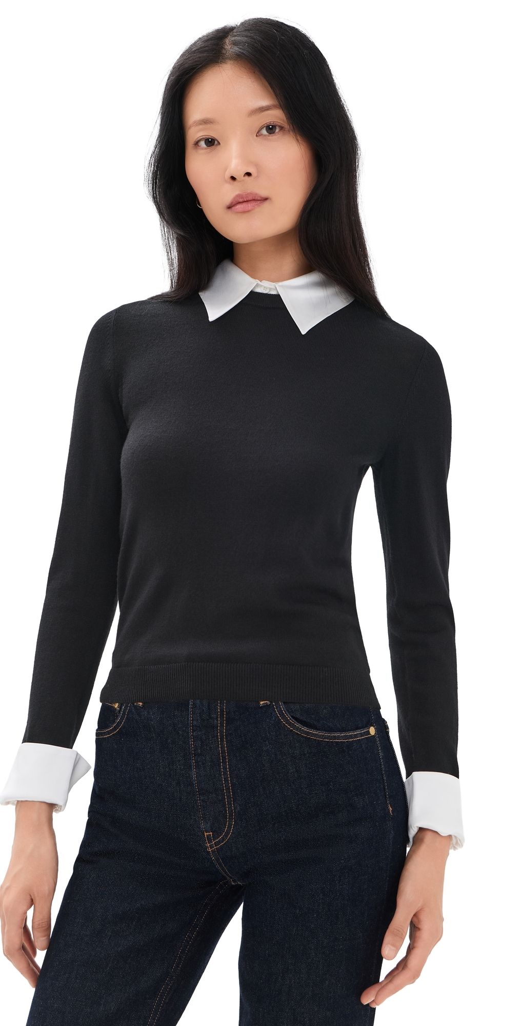 ALICE + OLIVIA Porla Collared Sweater Black XL
