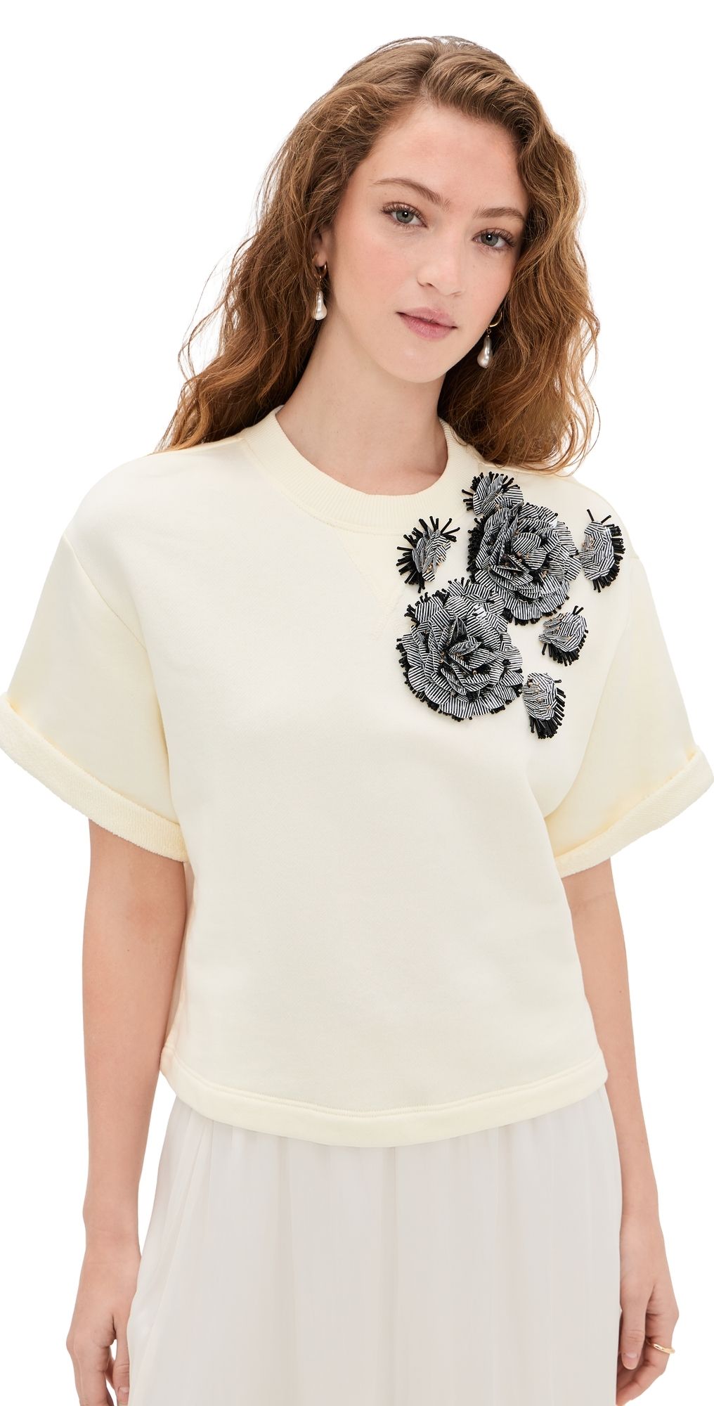 Ulla Johnson Cove Top with Embroidery Creme S