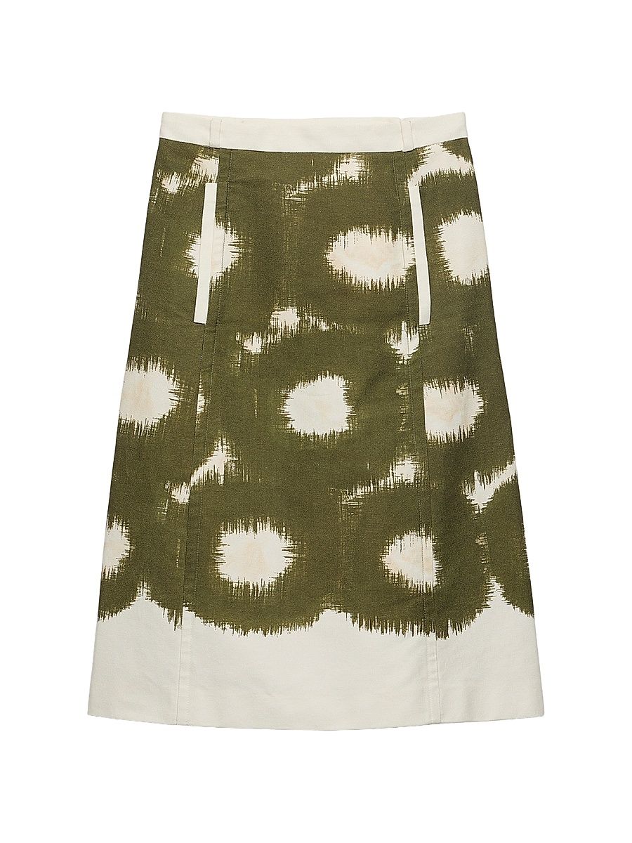 Women's Printed Canvas Skirt - Green - Size 4