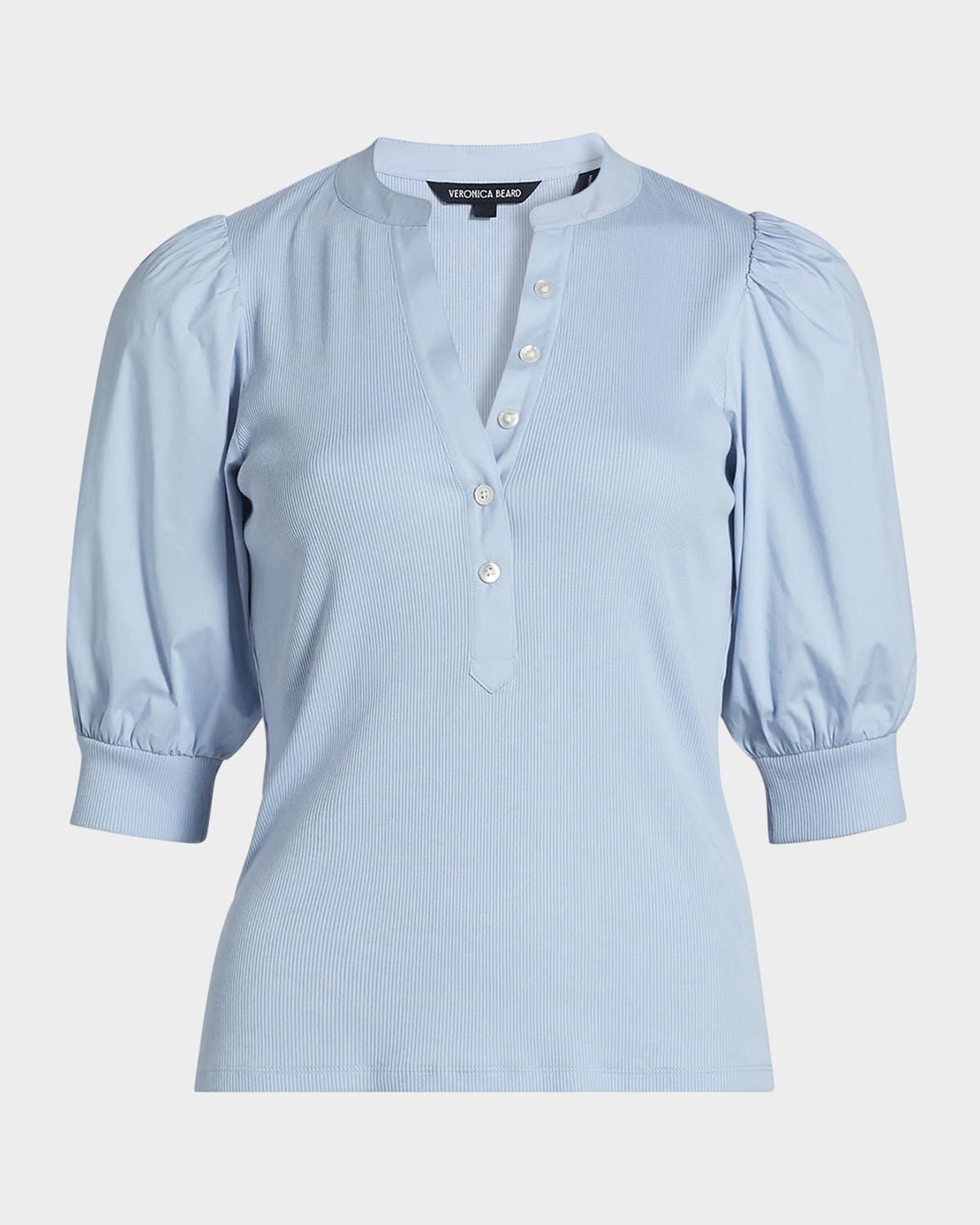 Coralee Puff Sleeve Button-Front Top