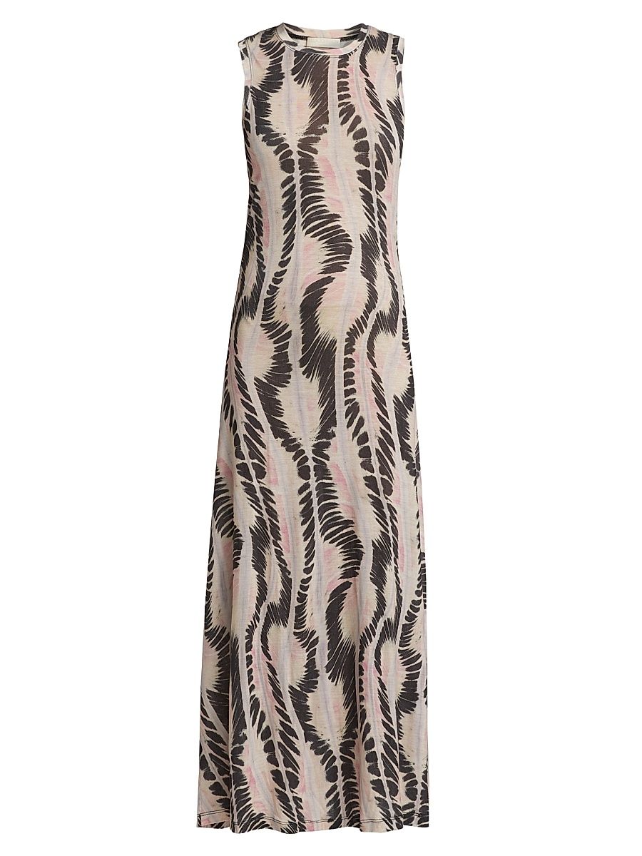 Women's Orla Abstract Striped Tank Midi-Dress - Obsidian - Size Large