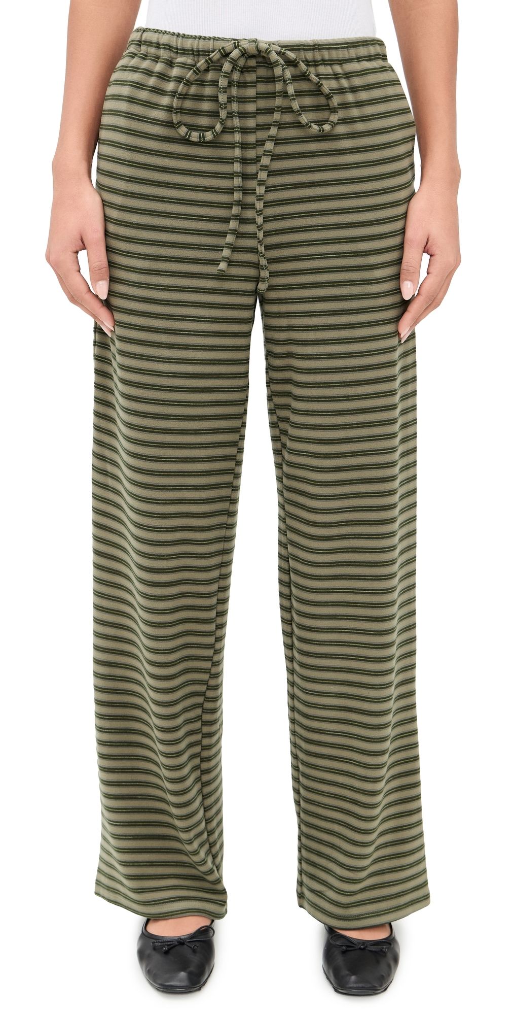 Bailey Rose Striped Pants Olive L