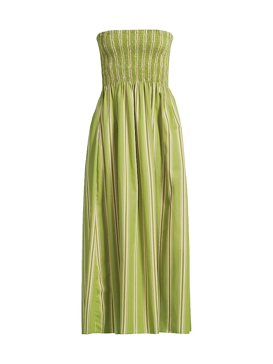 Women's Jamie Striped Cotton Strapless Midi-Dress - Ombre Stripe Juniper - Size XL