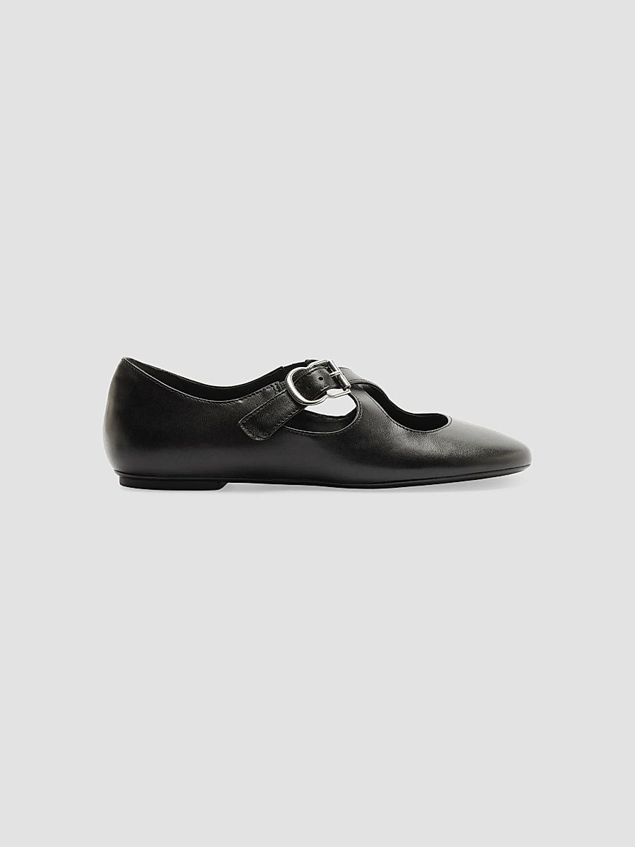 Women's Molly Leather Ballet Flats - Black - Size 9.5
