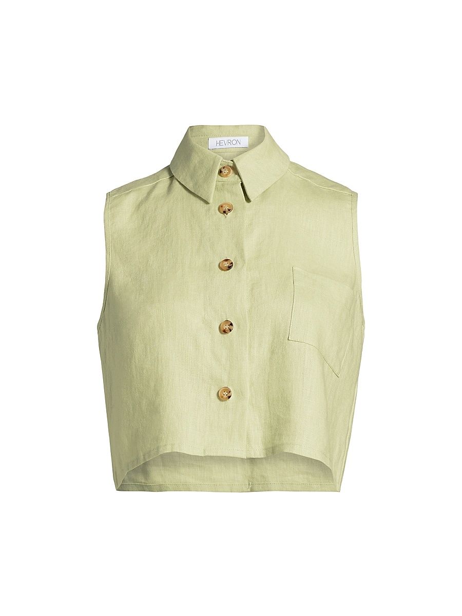 Women's Katja Sleeveless Cropped Shirt - Celadon - Size XL