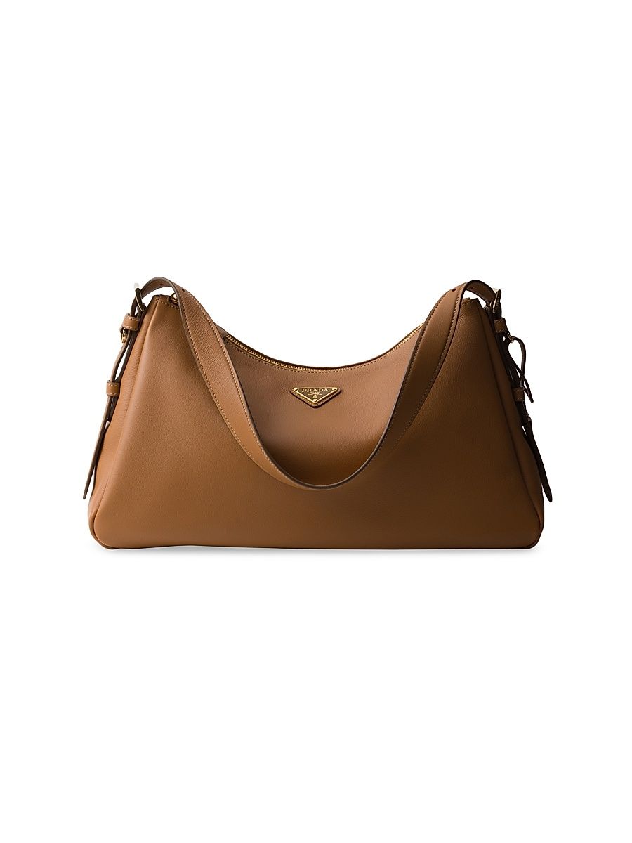 Women's Prada Aimée Large Leather Shoulder Bag - Light Brown