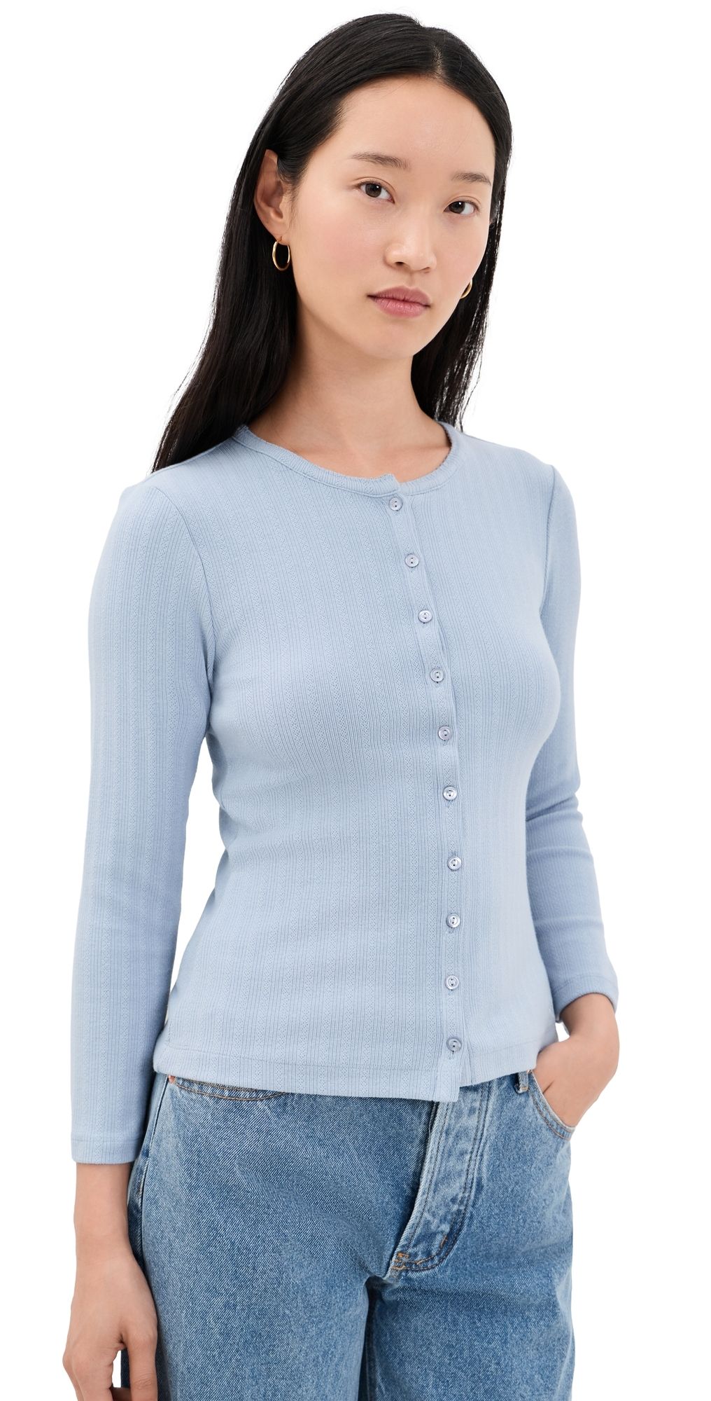 RE/DONE Jane Pointelle Tee Bluebell S