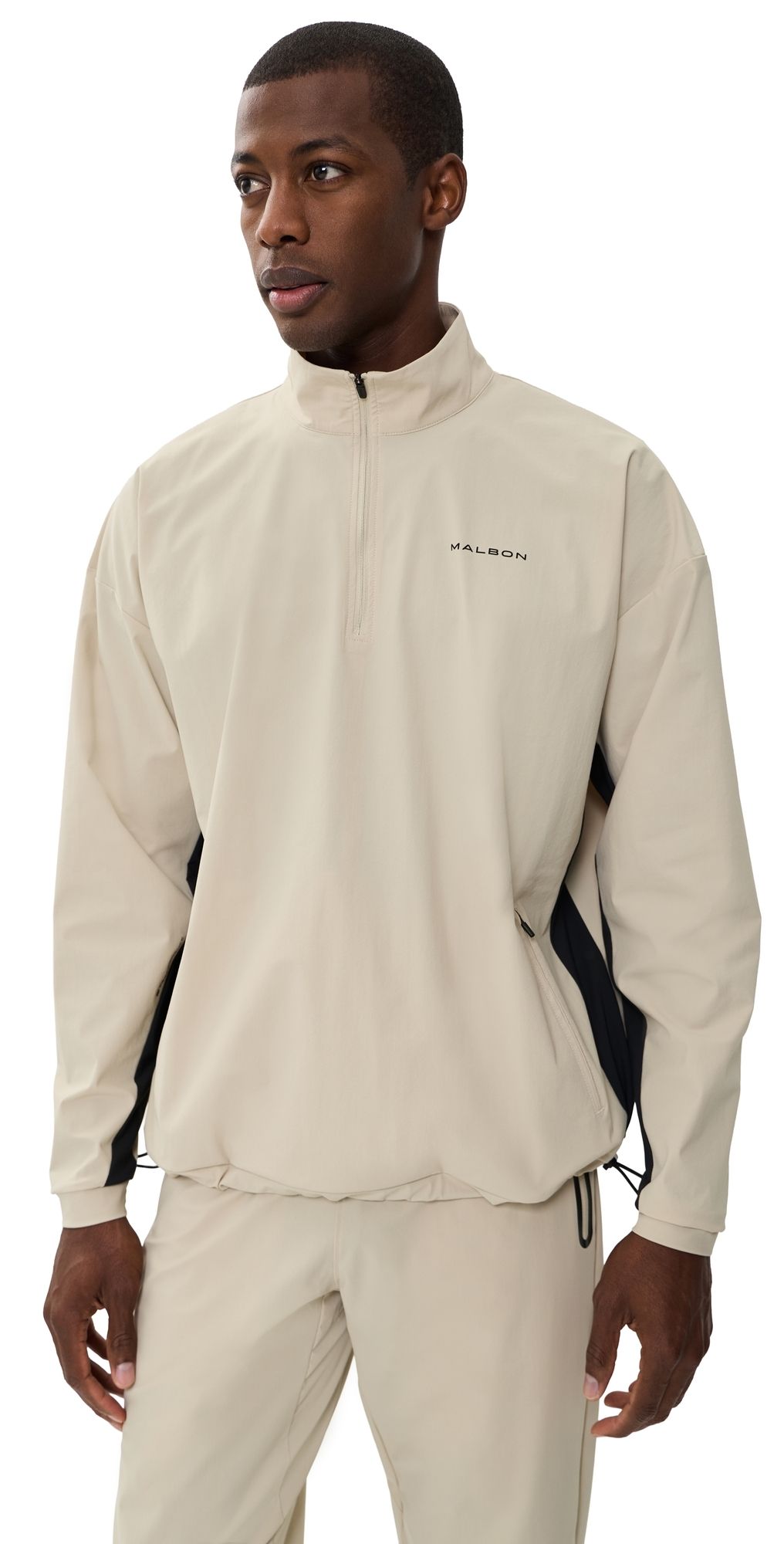 Malbon Performance Quarter Zip Shell Pullover Tan XL
