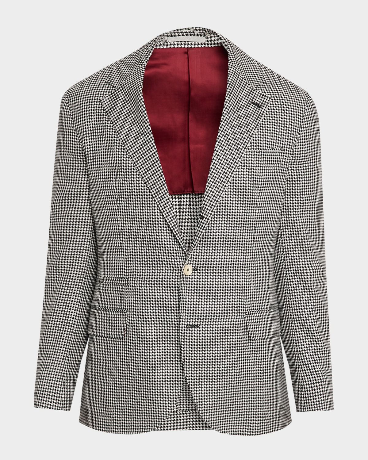 Men & apos;s Wool, Silk and Linen Houndstooth Sport Coat