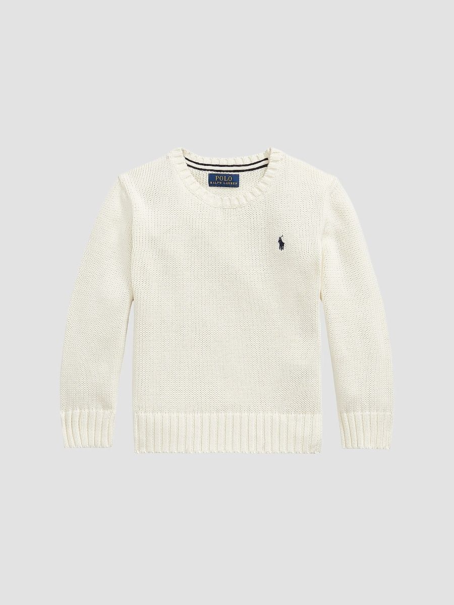 Polo Ralph Lauren Boy's Little Boy's & Boy's Cotton Crewneck Knit Sweater - Clubhouse Cream - Size 18
