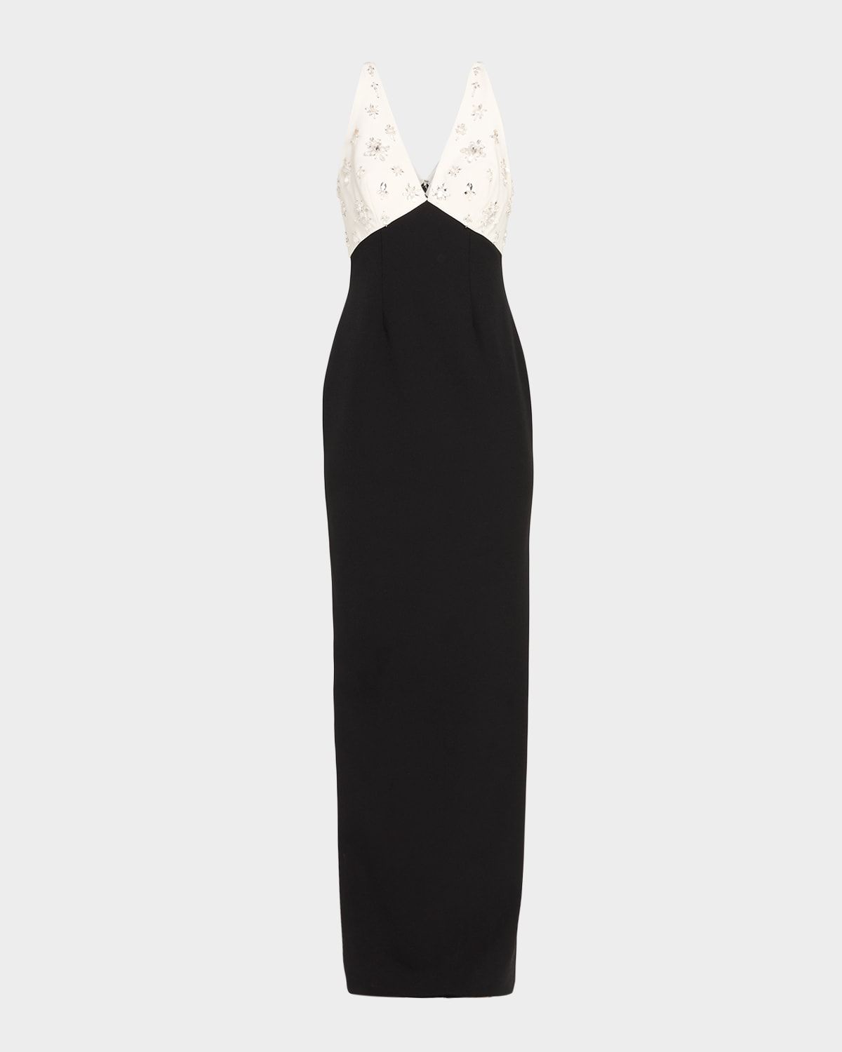 Crystal Colorblock Crepe Column Gown