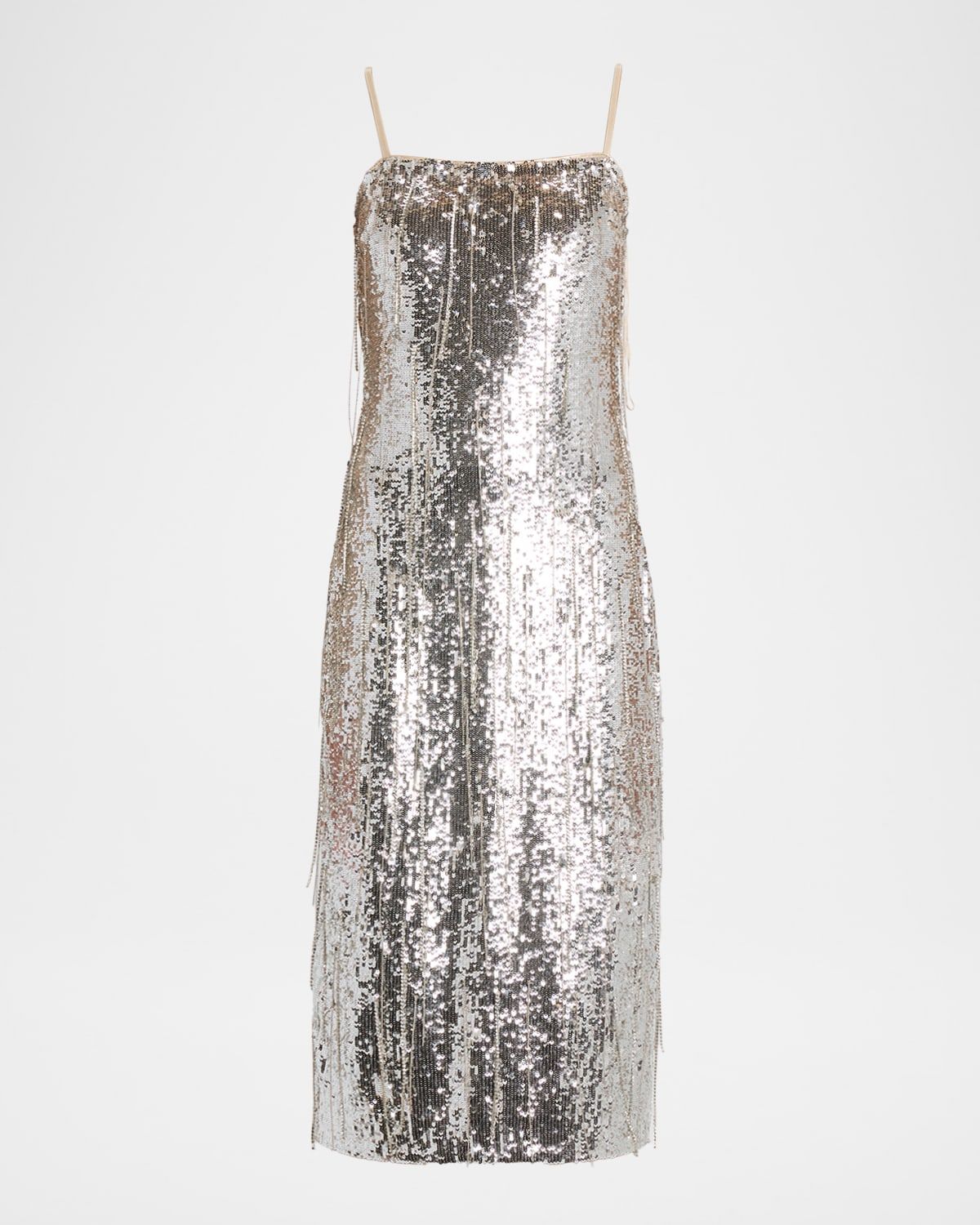 Lyanna Square-Neck Sequin Fringe Mini Dress