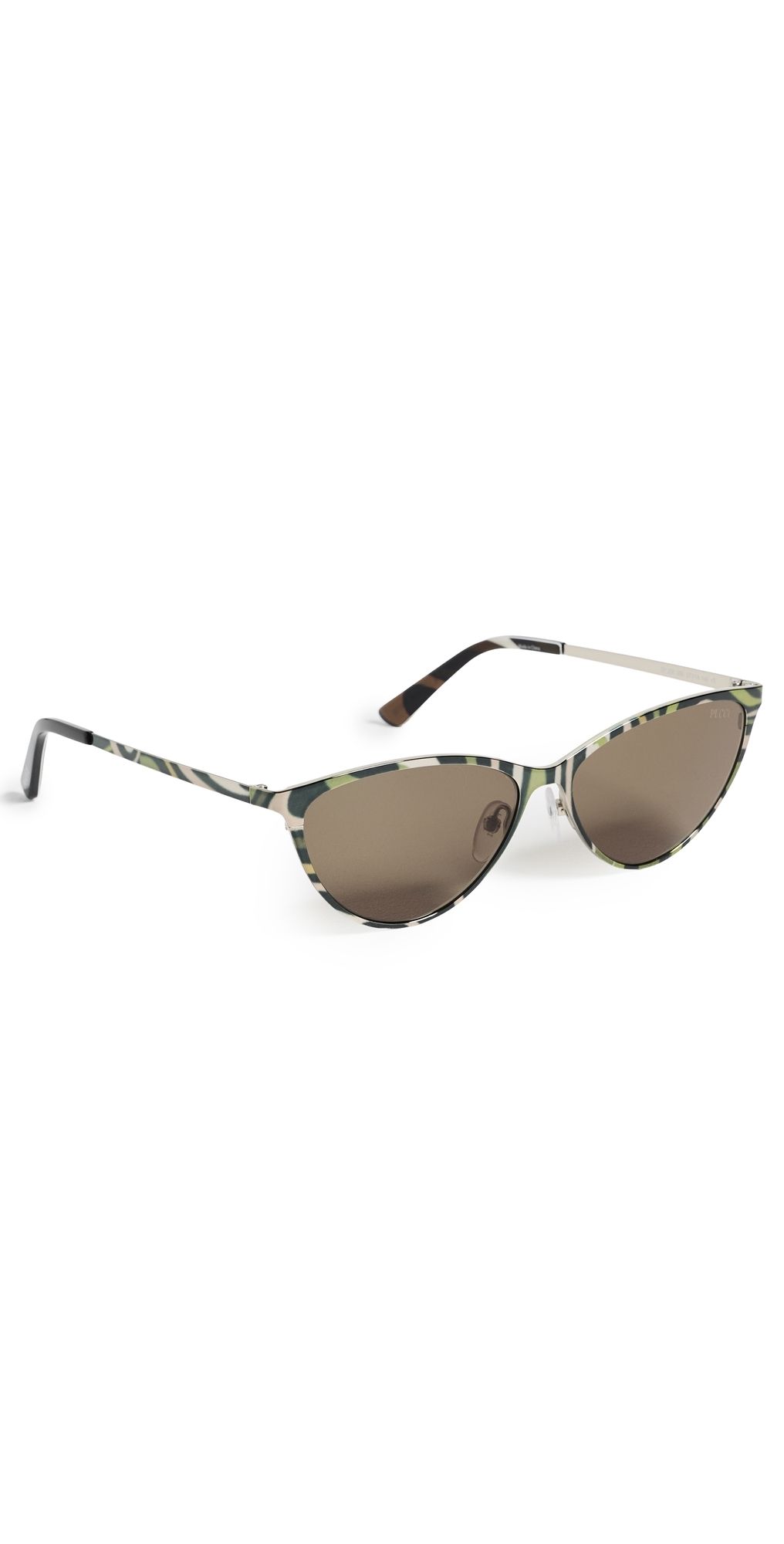 Pucci EP0256 Cateye Sunglasses Shiny Marmo Khaki/Black/Olive One Size