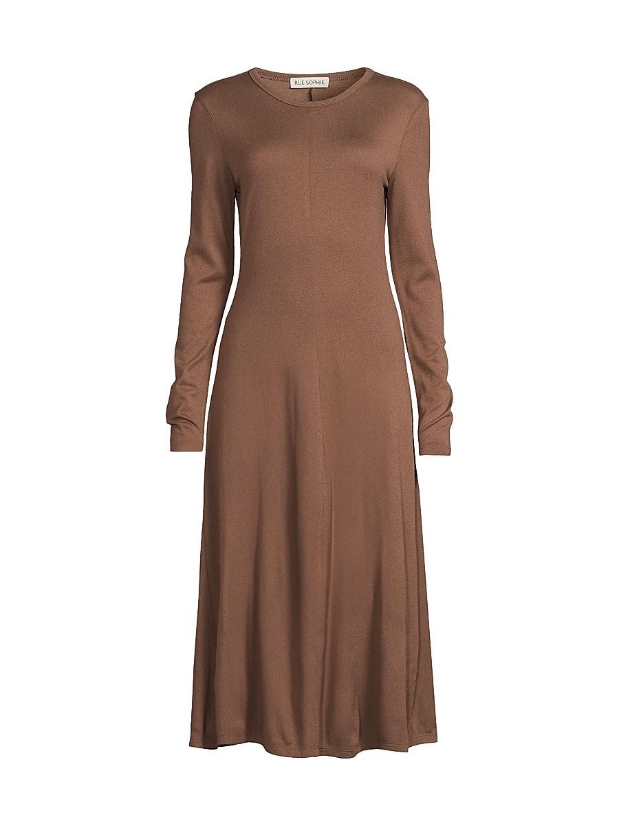 Women's Rotha Knitted Midi-Dress - Brown - Size Large