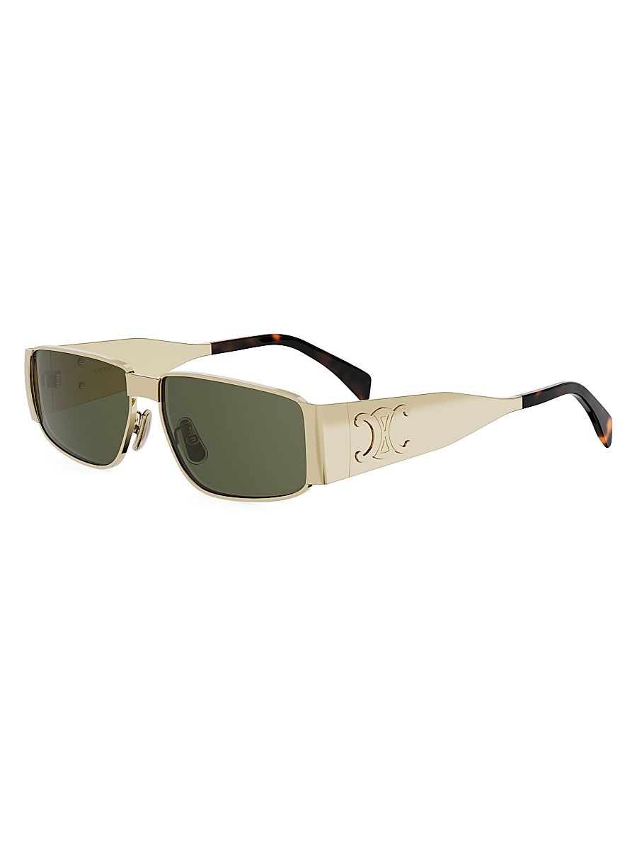 Women's Metal Triomphe 59MM Rectangular Sunglasses - Shiny Endura Gold Green