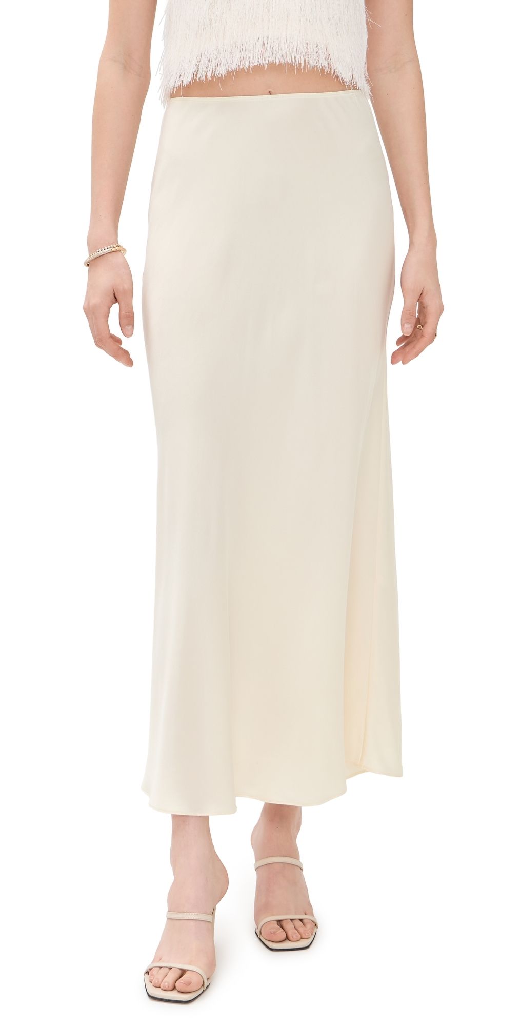 Bec + Bridge Silk Bias Maxi Skirt Cream 10