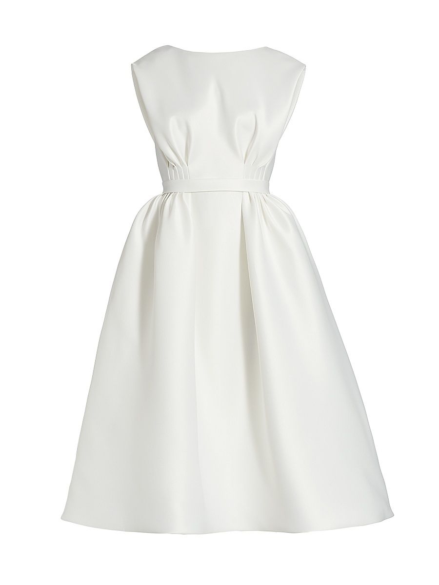 Women's Mikado A-Line Midi-Dress - Ivory - Size 14