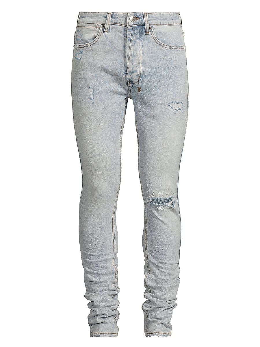 Men's Van Winkle Embroidered Skinny Jeans - Denim - Size 40