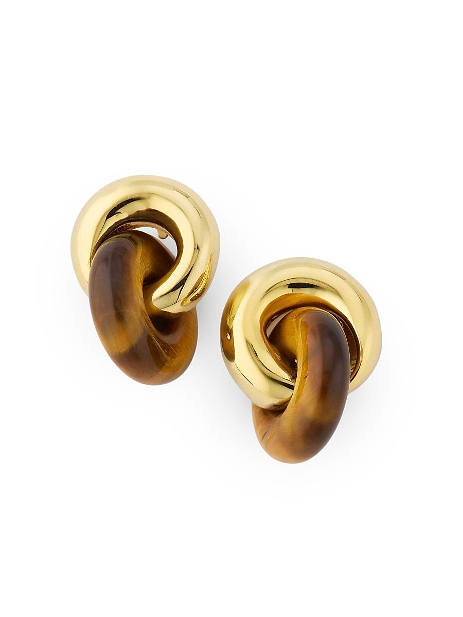 Women's Super Nova 14K-Gold-Plated & Tiger's Eye Stud Earrings - Gold Tortoise