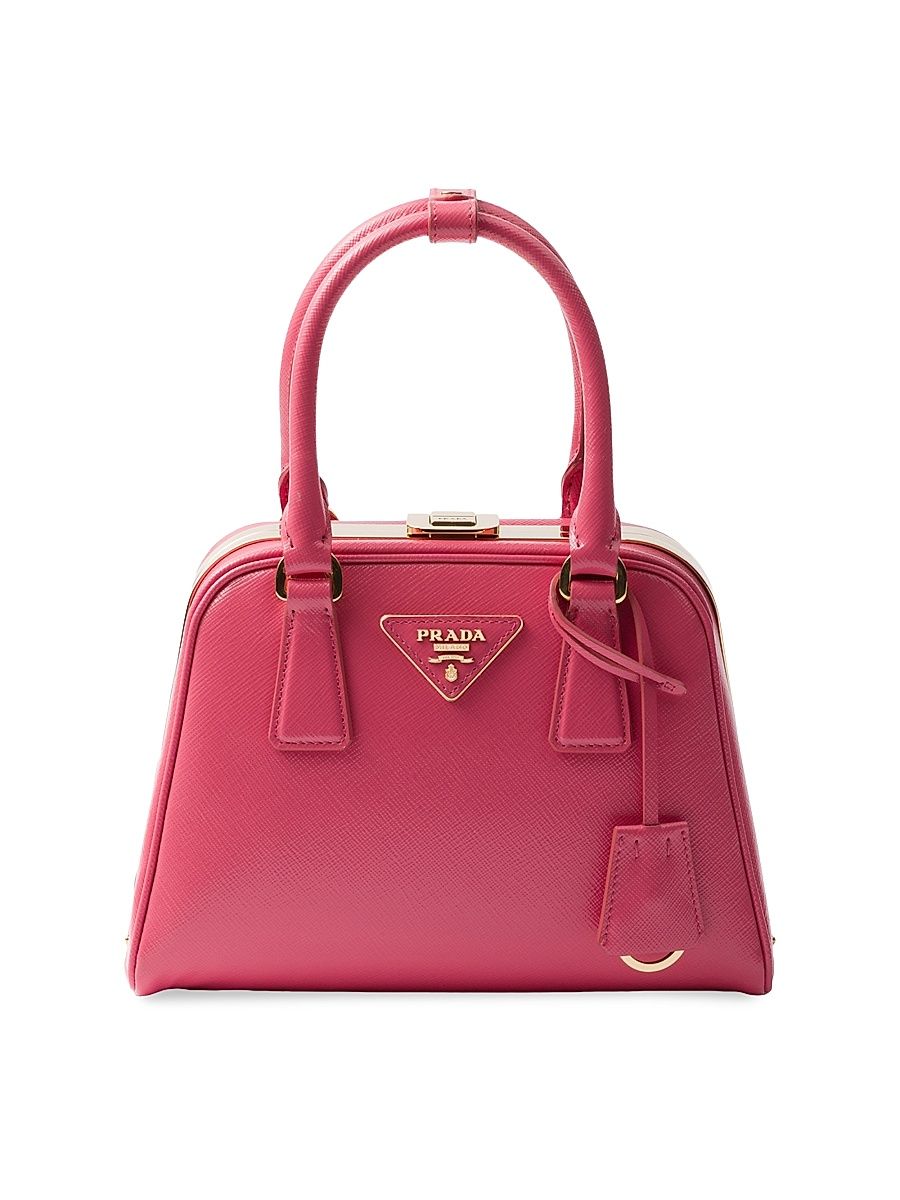Women's Pyramid Saffiano Leather Mini Top Handle Bag - Pink