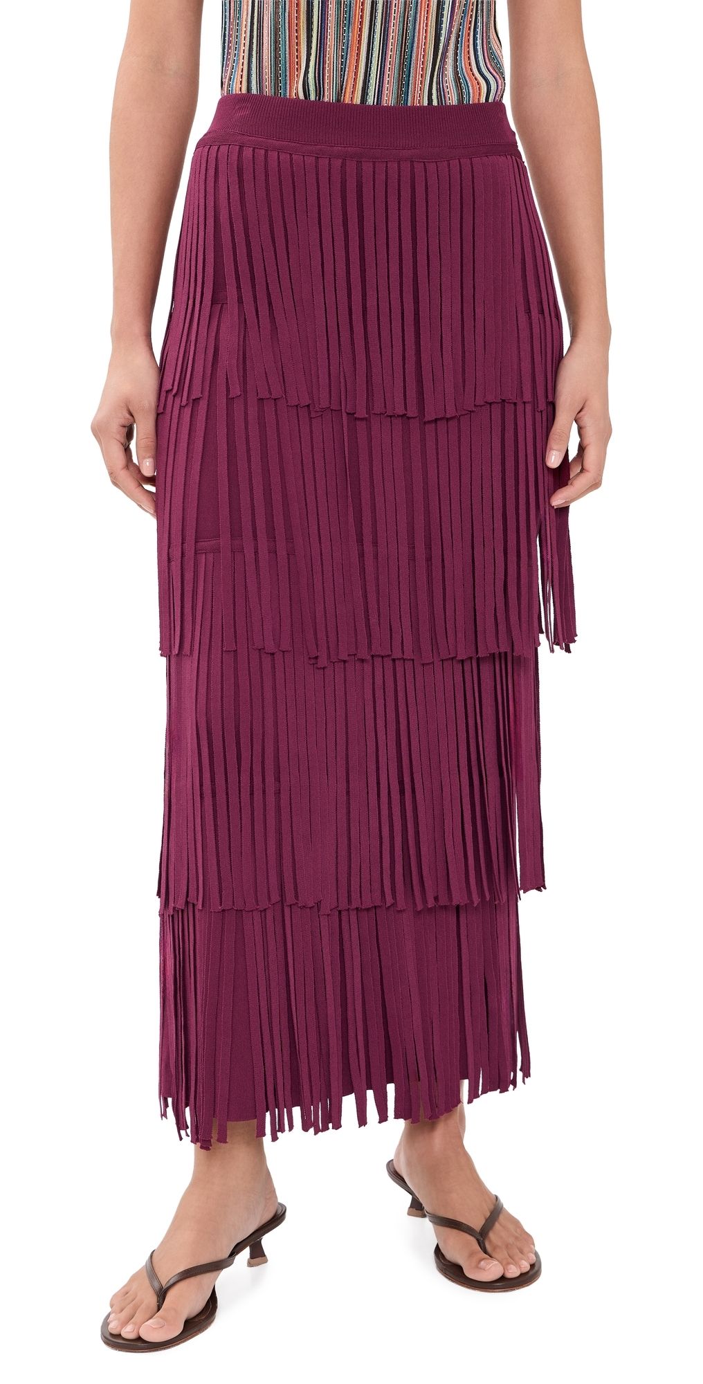SIMONMILLER Za Za Knit Fringe Skirt Pomegranate M