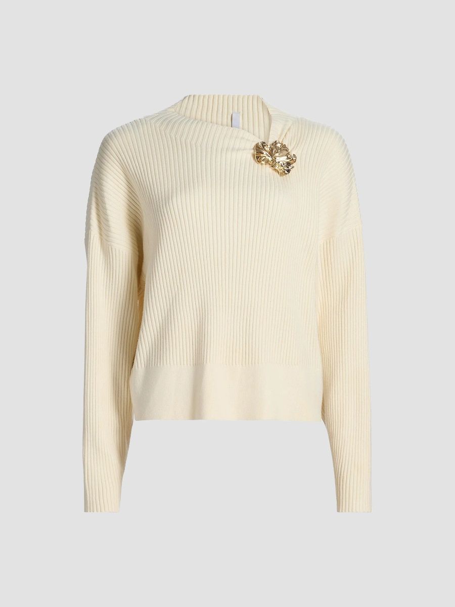 Acler Women's Westie Floral-Detail Knit Sweater - Pearl - Size 6