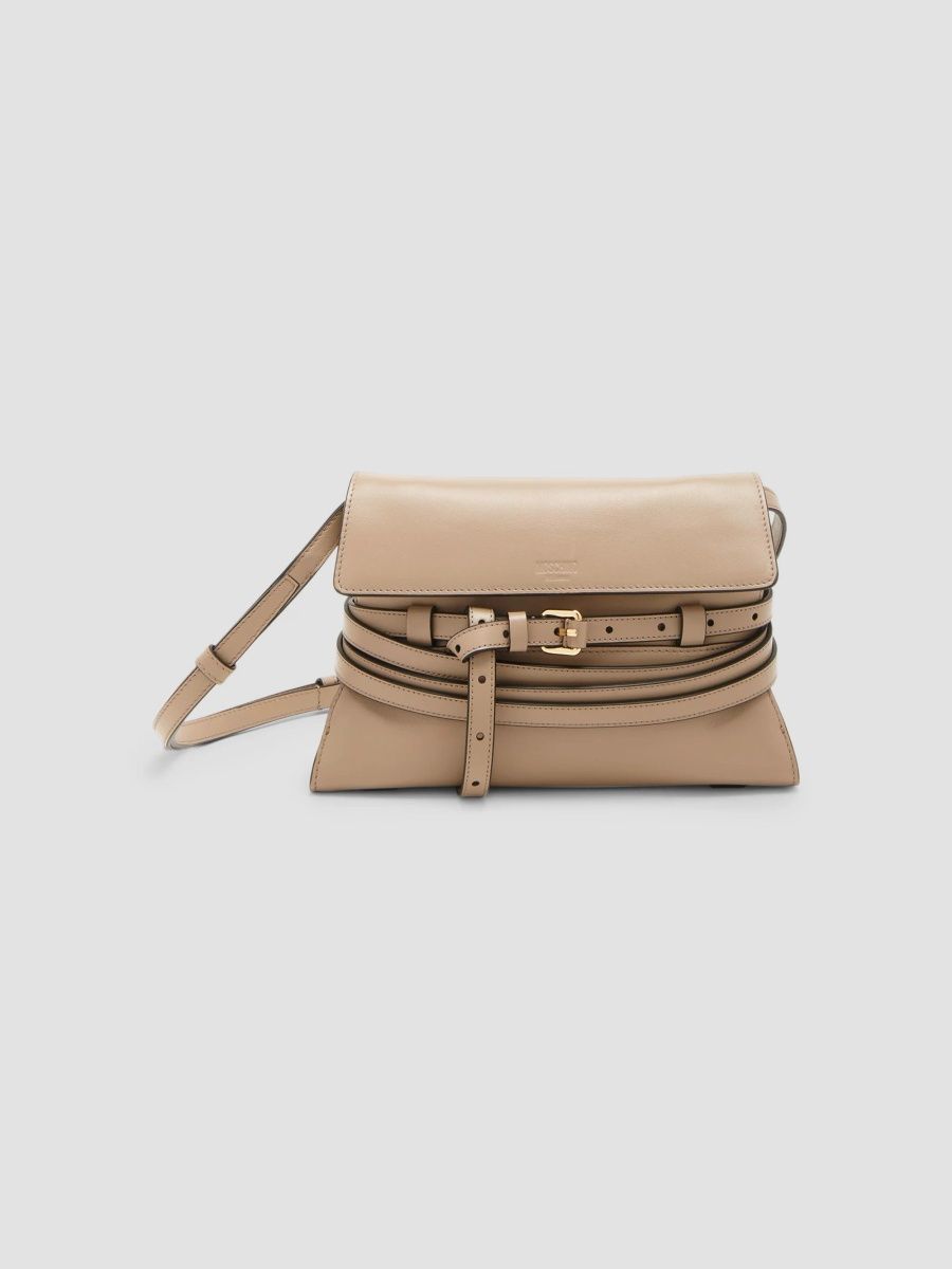 Moschino Women's Tie Me Leather Crossbody Bag - Ecru