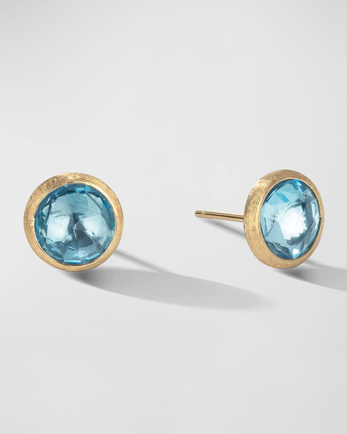 18K Yellow Gold London Blue Topaz Stud Earrings