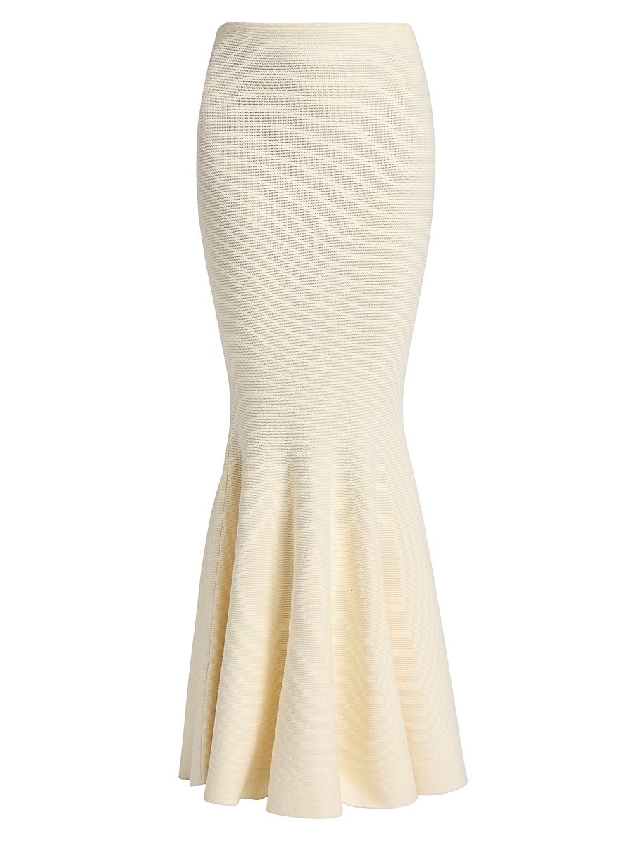Women's Wesley Knit Trumpet Maxi Skirt - Ivory - Size Medium