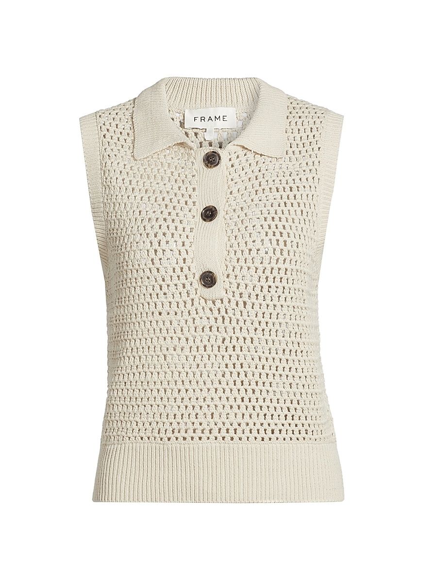 Women's The Polo Crocheted Cotton Vest - Taupe - Size XL