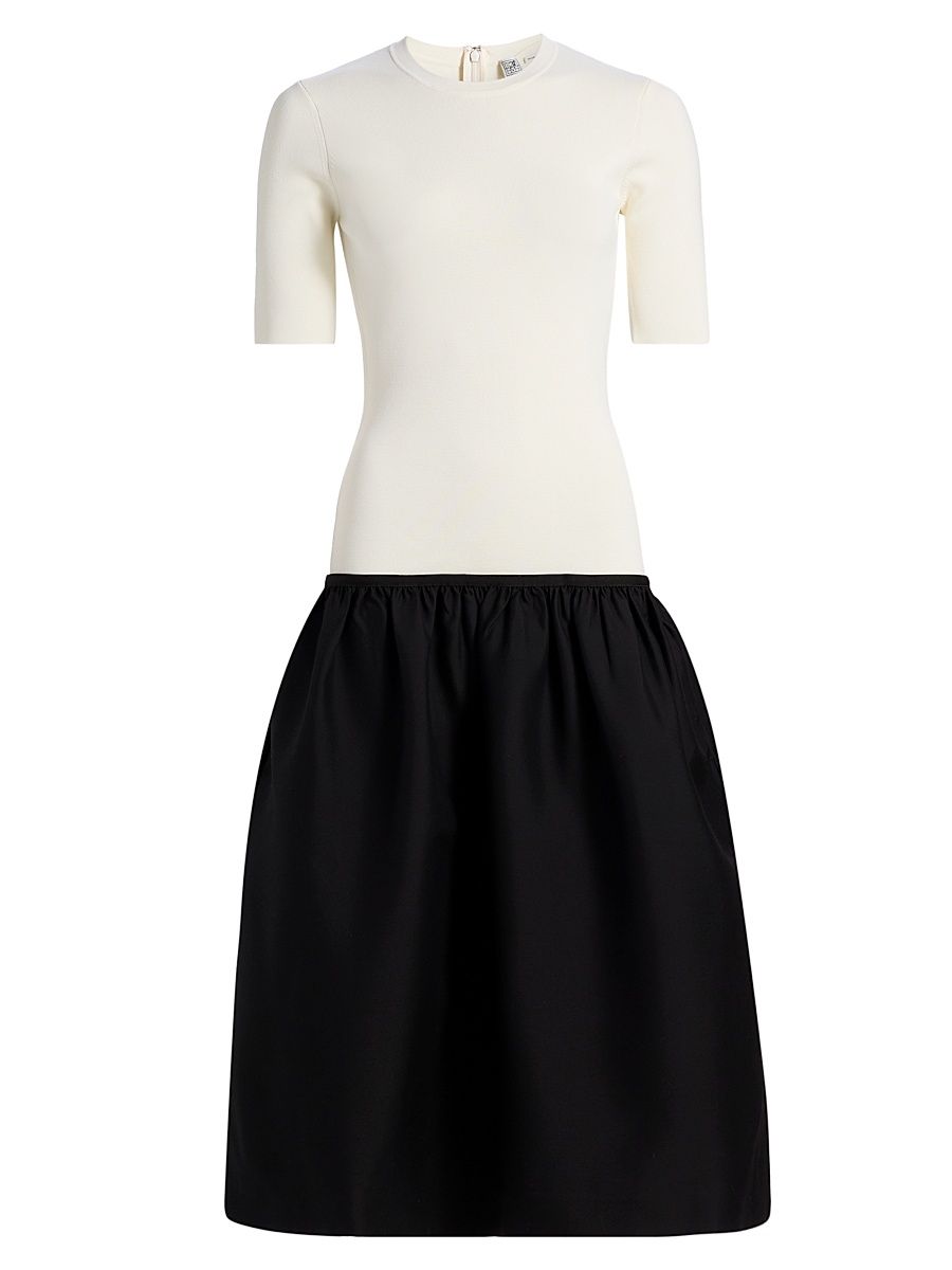 Women's Twinflower Colorblocked Crewneck Midi-Dress - Ecru - Size 10