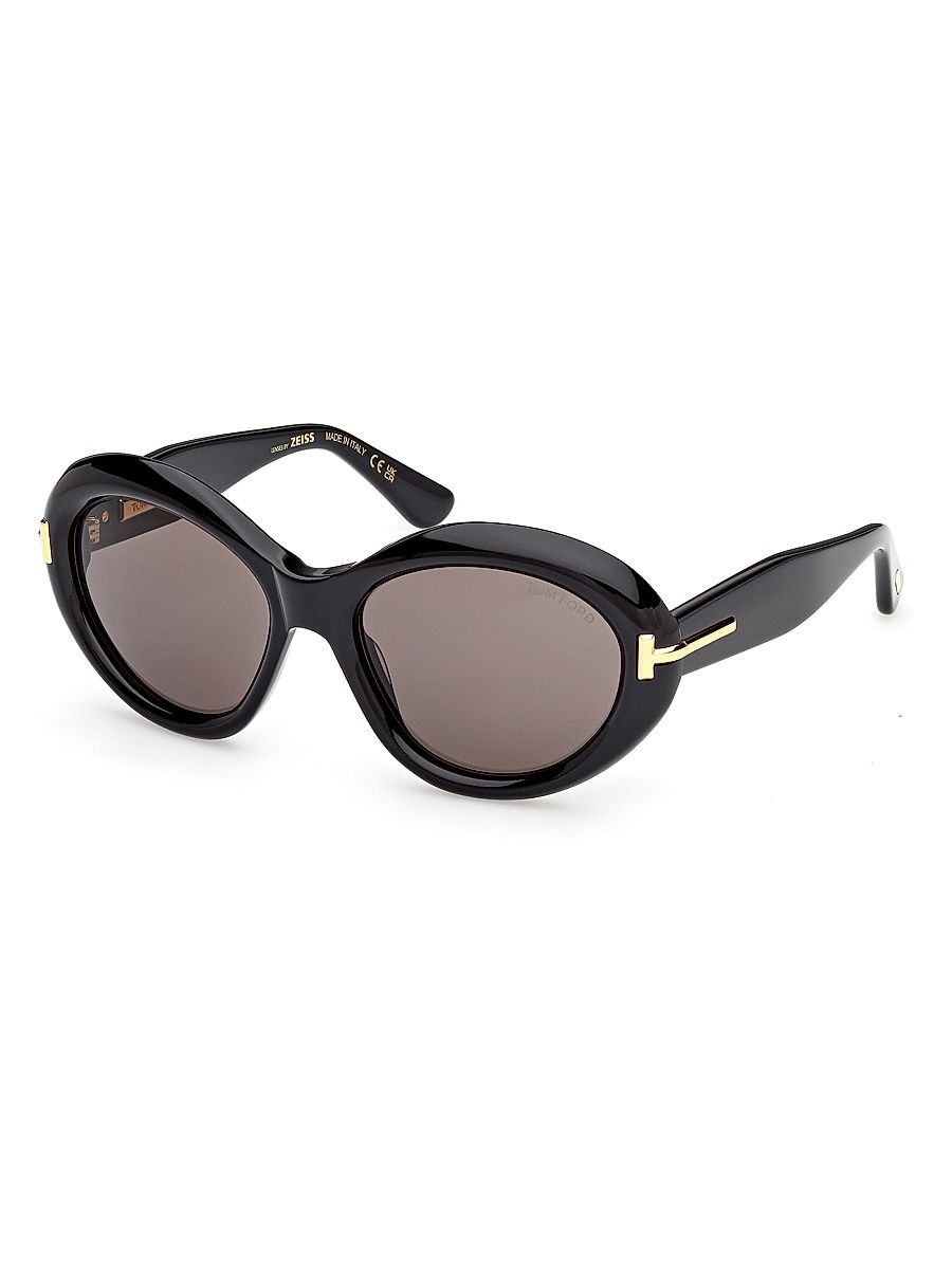 Women's TOM FORD Icon 57MM Oval Sunglasses - Black Brown