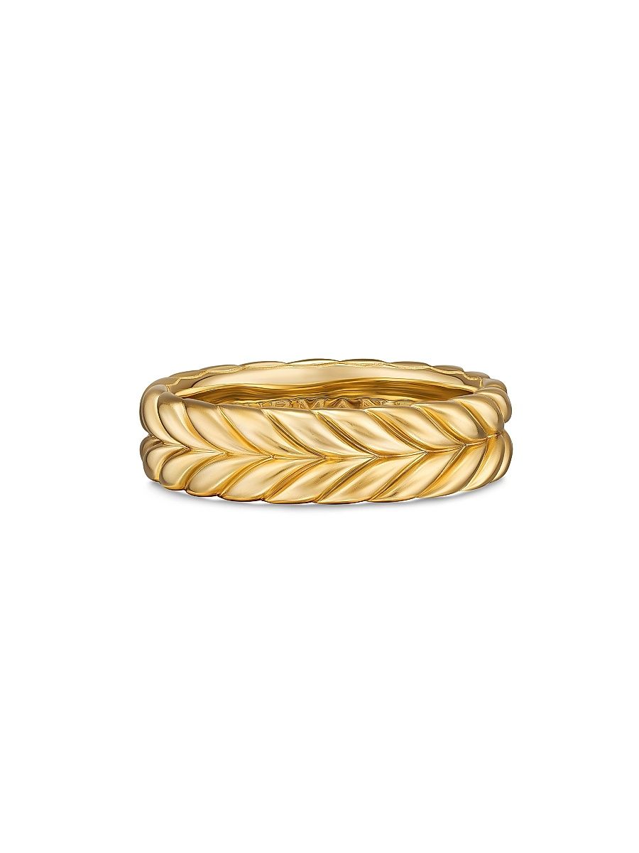 Men's Chevron Band Ring in 18K Yellow Gold, 6.2MM - Gold - Size 10