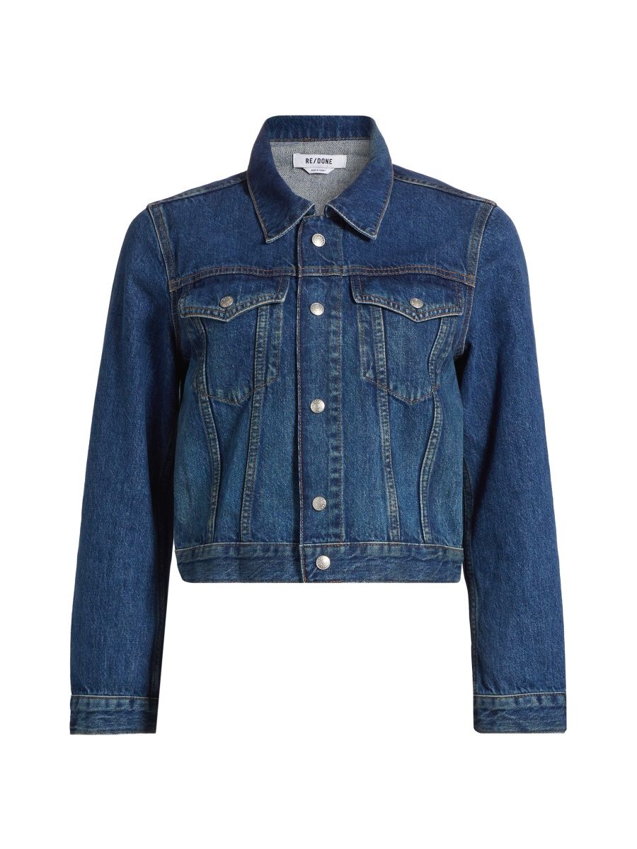 Re/done Women's Baby Denim Trucker Jacket - Faded Rider - Size Large
