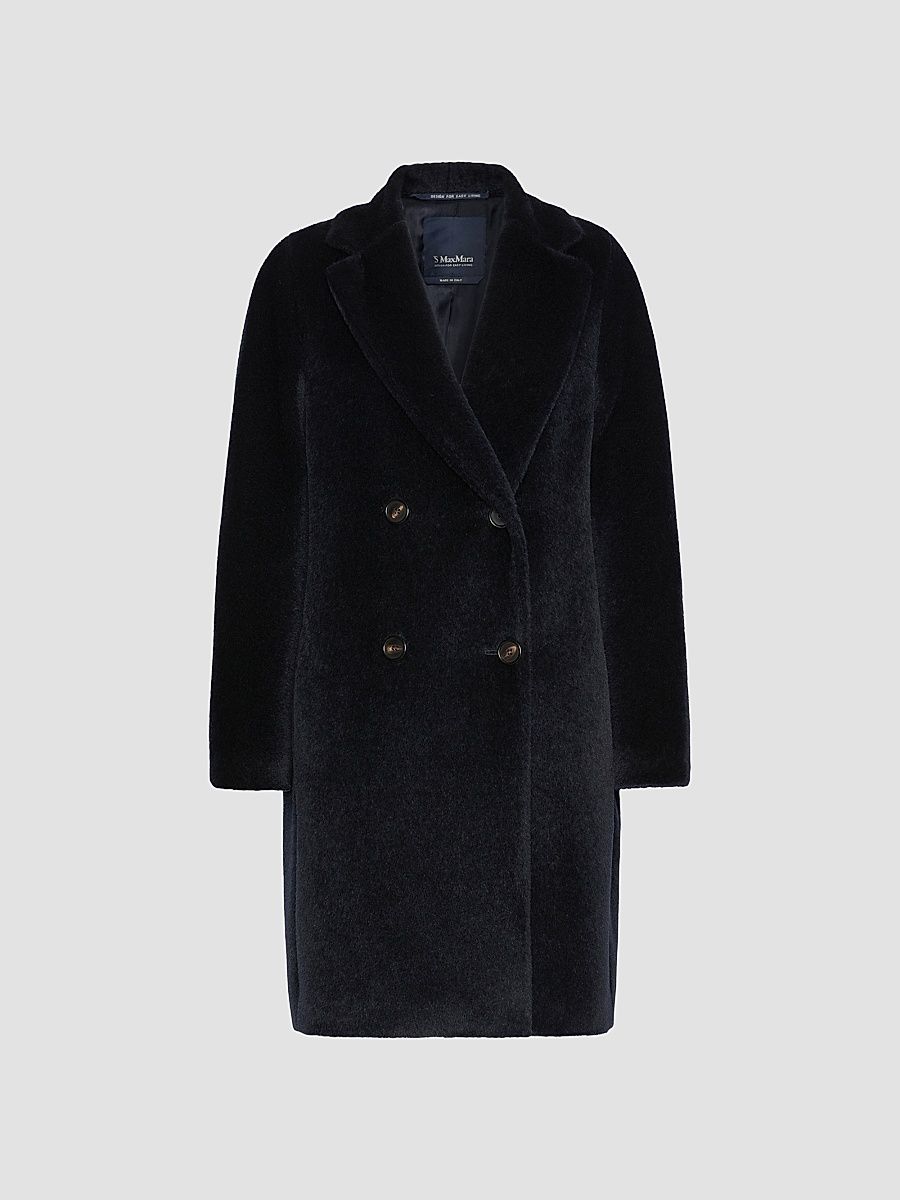 Women's Alpaca and Wool Midi Coat - Midnight Blue - Size 14
