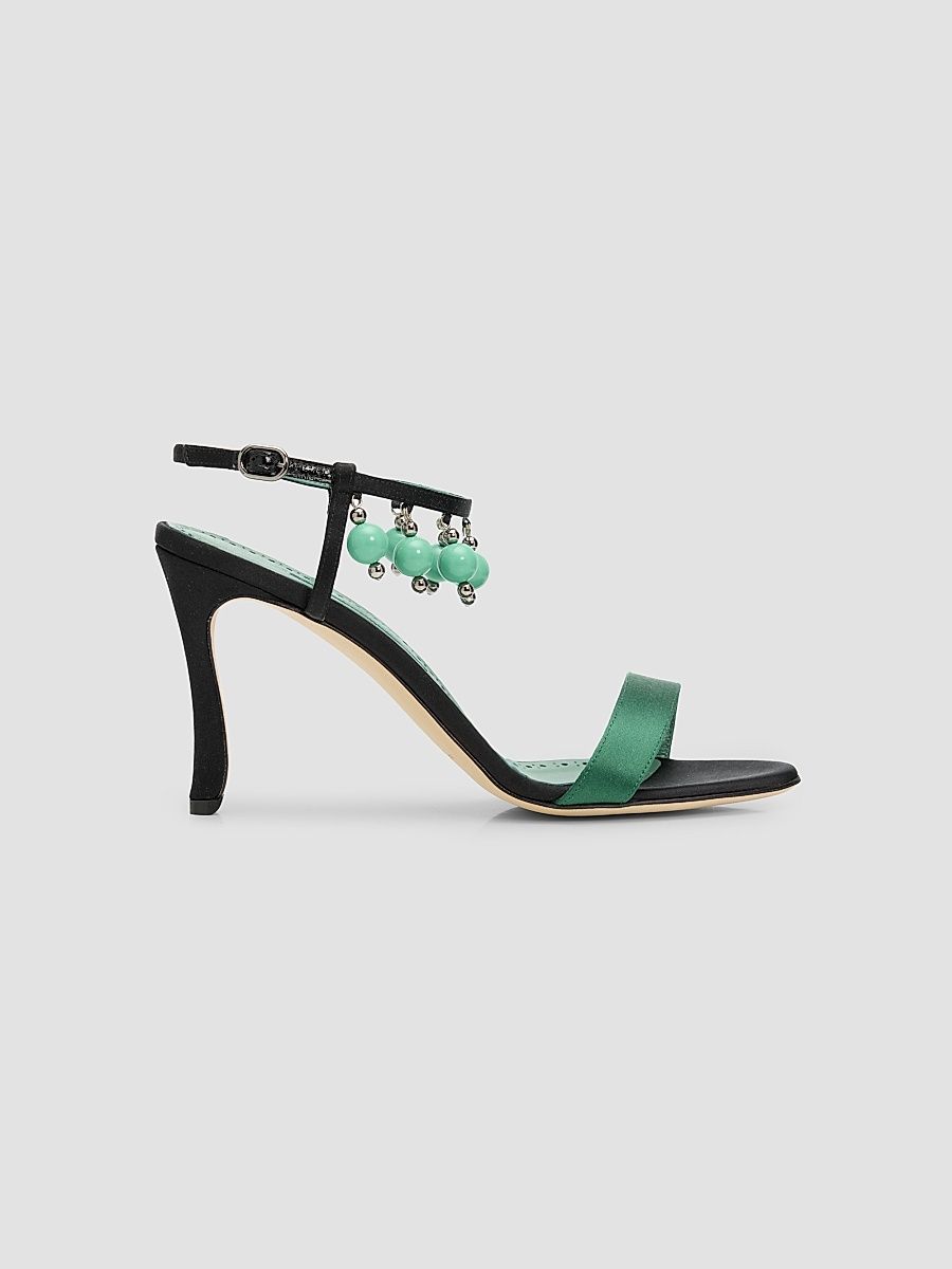 Women's Kasasan 90MM Embellished Sandals - Dark Green Black - Size 11
