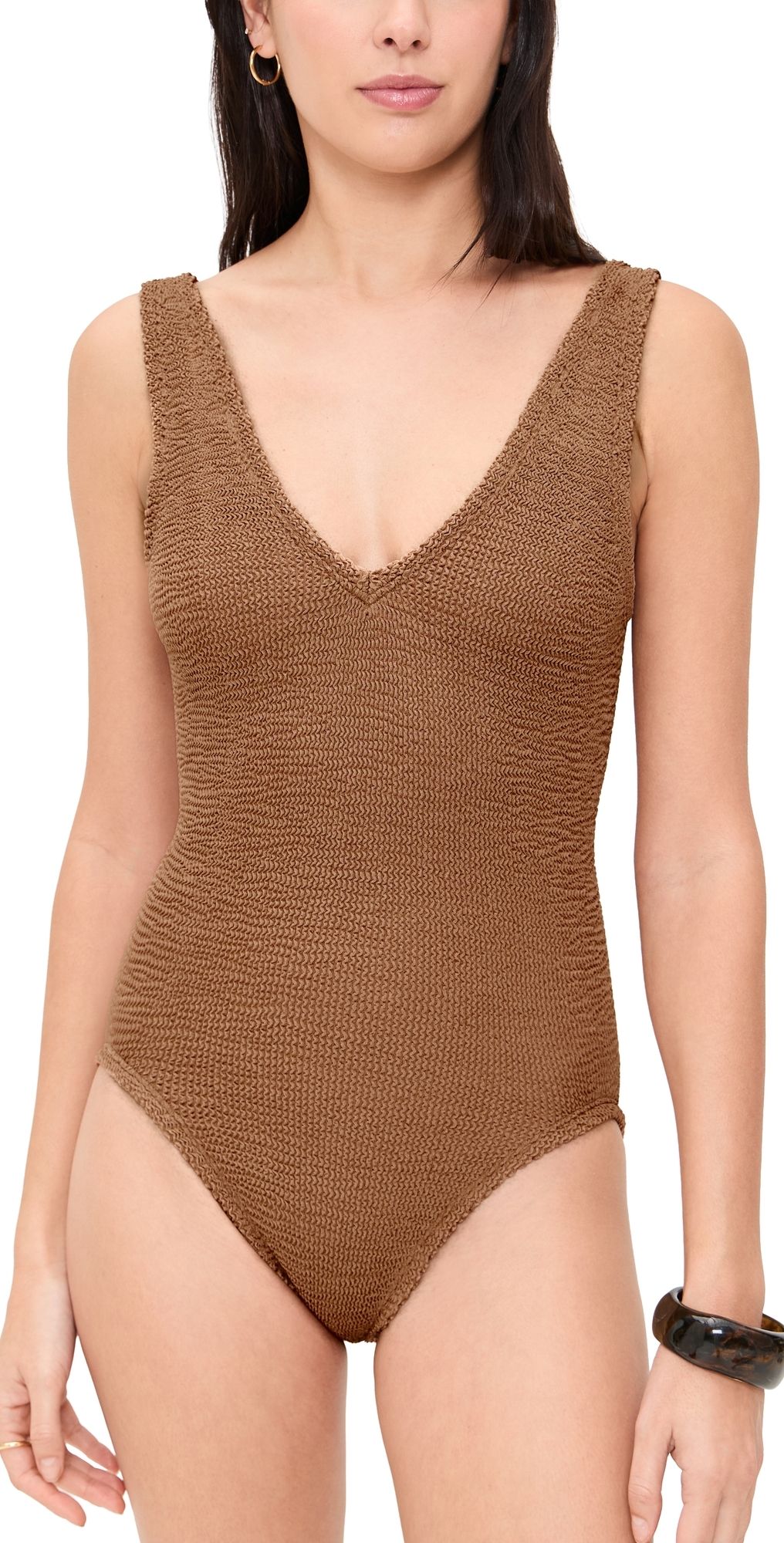 Hunza G Sadie Swimsuit Metallic Cocoa One Size