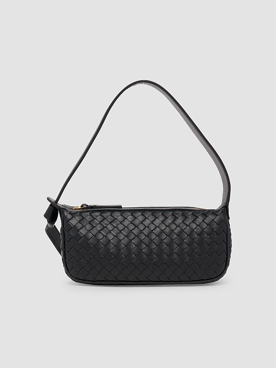 Women's Nodo Intrecciato Leather Shoulder Bag - Black Gold