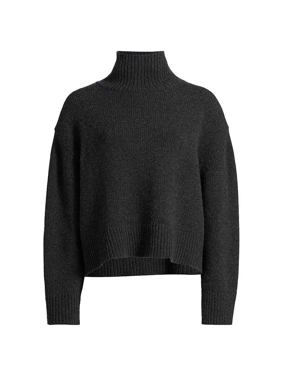 Women's Omaria Wool Turtleneck Sweater - Dark Charcoal Melange - Size XL