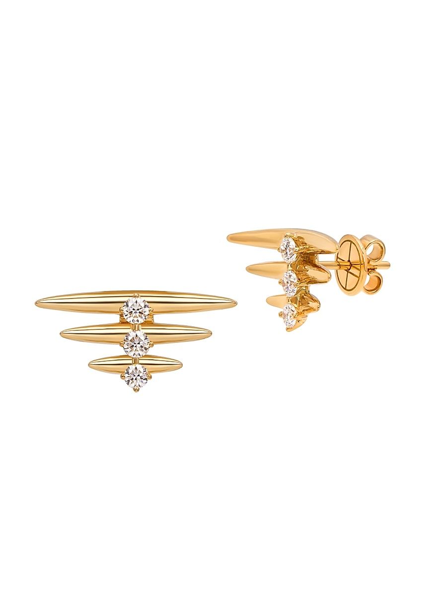 Women's Tribal 18K Yellow Gold & Diamond Earrings - Yellow Gold