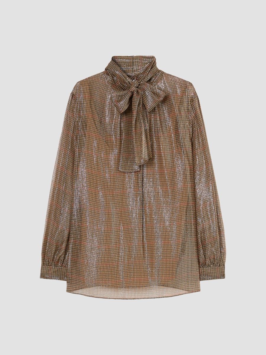 Marina Rinaldi Women's Silk Georgette Tunic - Gold Camel - Size 20