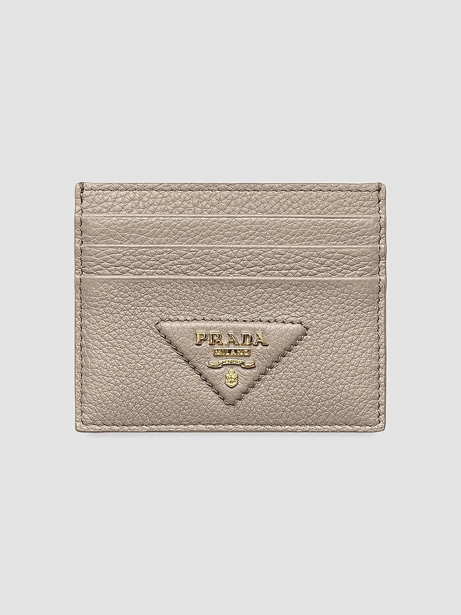 Prada Women's Leather Card Holder - Warm Sand