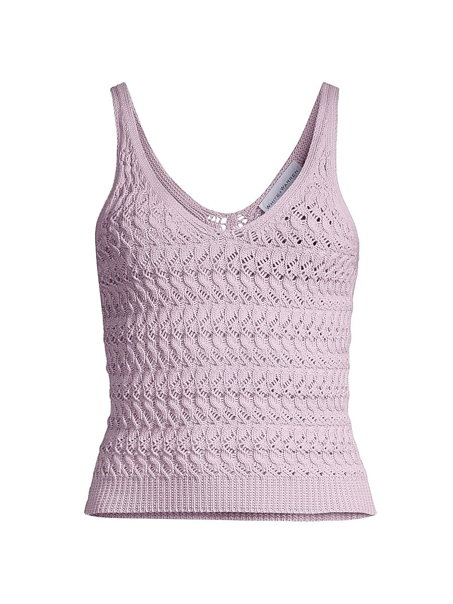 Women's Stretch Cotton Textured Tank Top - Pale Wisteria - Size Large